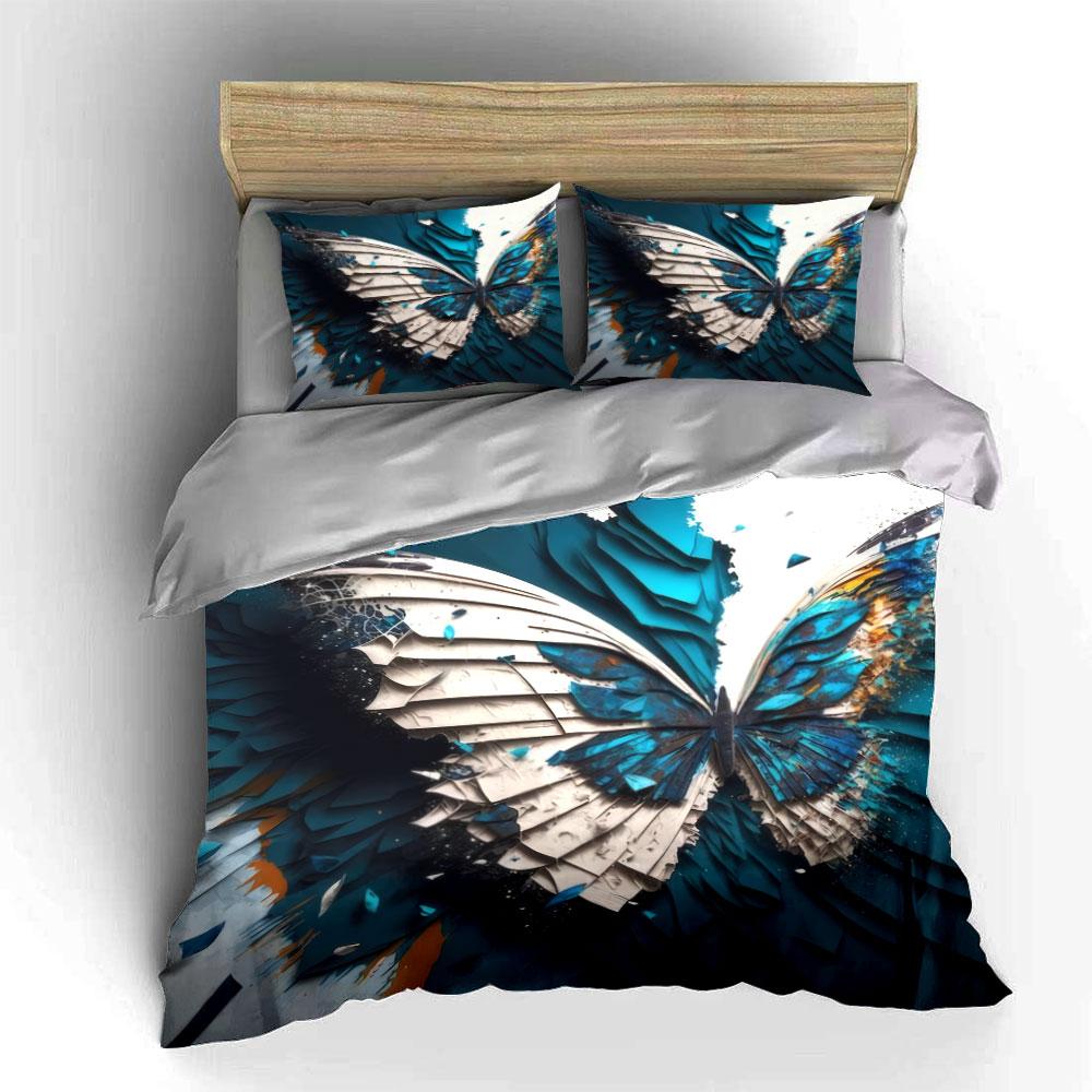 Abstract Butterfly Art Set For Home Kid'S And Adults' Bedroom Decor, Exquisite Three-Piece Bedding Set Gift