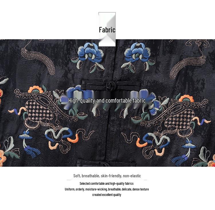 Frühlings-Ethno-Damenweste: Retro Floral Stickerei Mittellange Weste