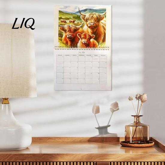 Calendar for School Highland Cow 2027, 12 Month Wall Hanging Planner with Yearly Event Tracker Large Daily Blocks, Home Office Organizer, Lover