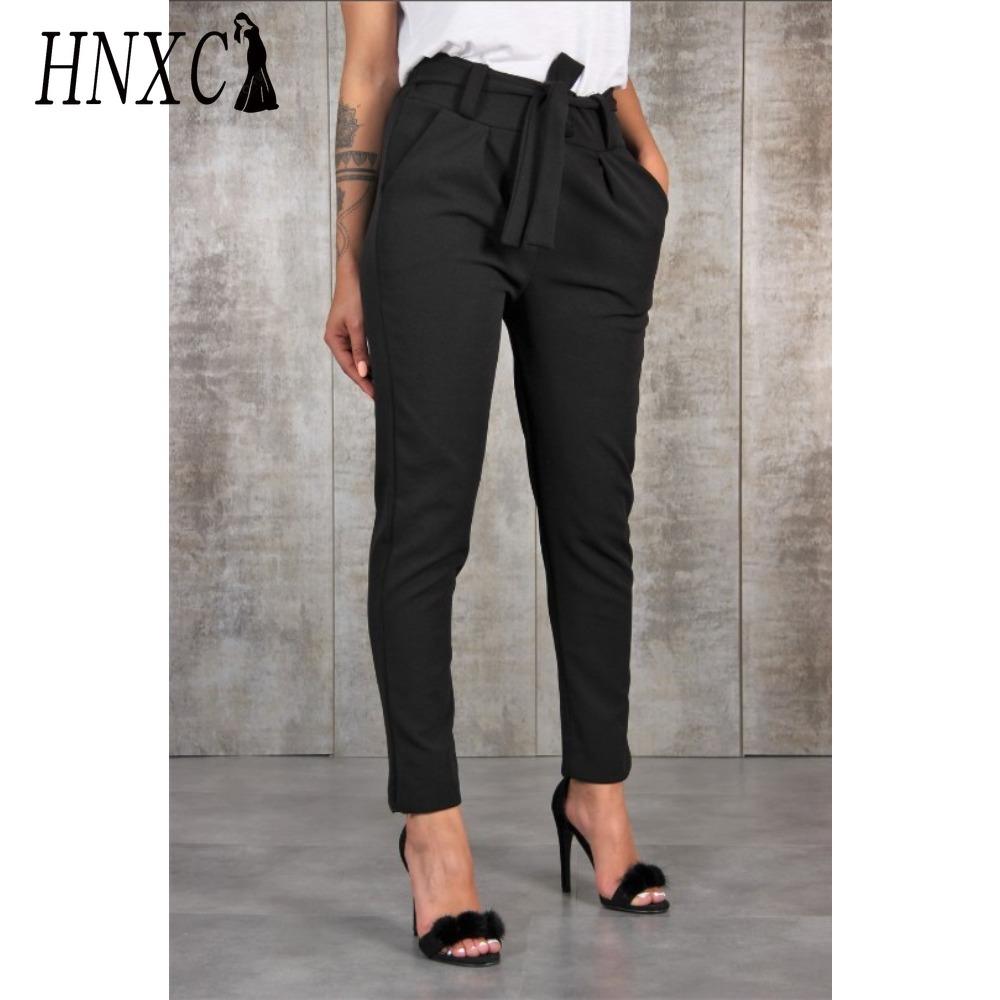 

HNXC Женские модные повседневные брюки и капри с однотонным принтом S чёрный