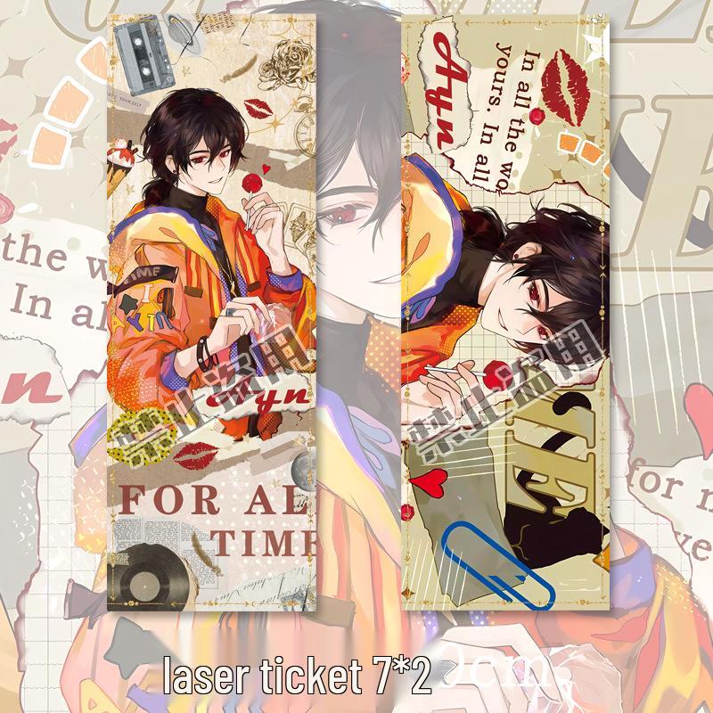 Anime Badge and Keychain Set: Time and Space Painter Collection - Includes Laser-Etched Ticket, Postcard, and Bookmark Gift Set. Ein