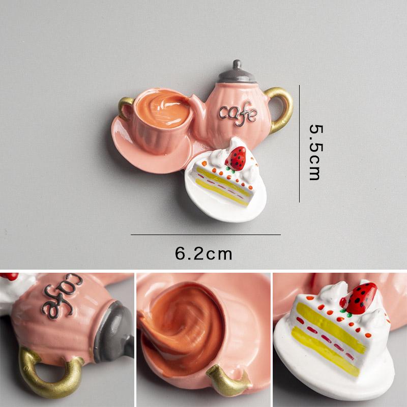 Nordic Ins Home Decoration 3D Food Macarone Coffee Refrigerator Paste Magnetic Coffee Cake Kettle Fridge Magnet Collection Gifts