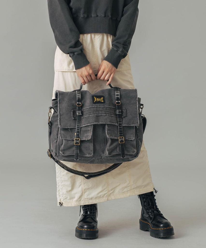 [X-girl] Distressed Messenger Bag 105244053004 Black One Size