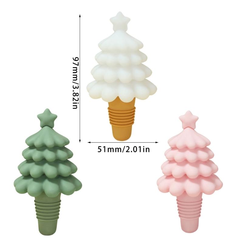 Niedlicher Weihnachtsbaum-Form Silikon-Flaschenverschluss für Weinaufbewahrung Leicht zu Reinigen Feiertagsparty Getränkeversiegelung