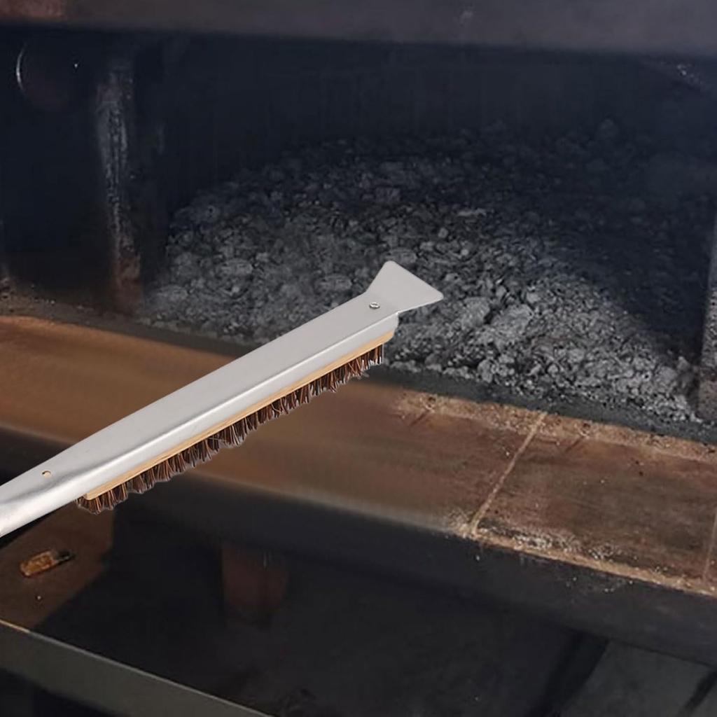 Perie și Răzuitoare Versatilă pentru Cuptor de Pizza Aramox cu Mâner din Lemn de Cauciuc și Fibre de Cocos pentru Cuptoare de Exterior, Aramoxwz1xoadk7n