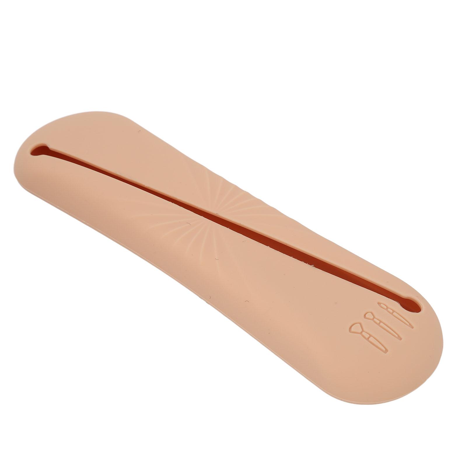 Travel Makeup Brush Holder Professional Portable Soft Silicone Cosmetic Brush Storage Bag Organizer Khaki