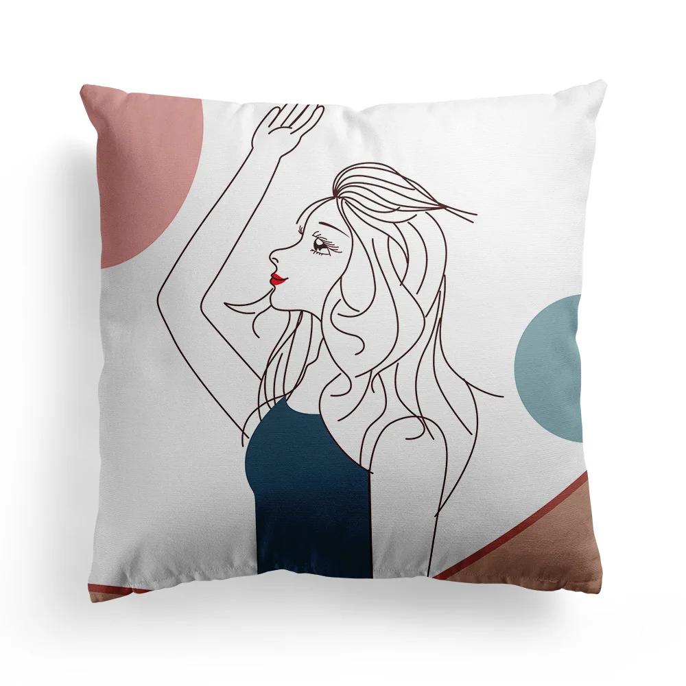 Nordic Abstract Art Print Pattern Cushion Cover Home Living Room Sofa Decoration Square Polyester Pillow x