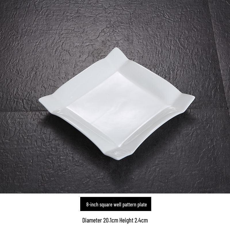 

Ceramic Irregular White Tic-Tac-Toe Plate for Steak or Dessert - Great for Restaurants and Hotels