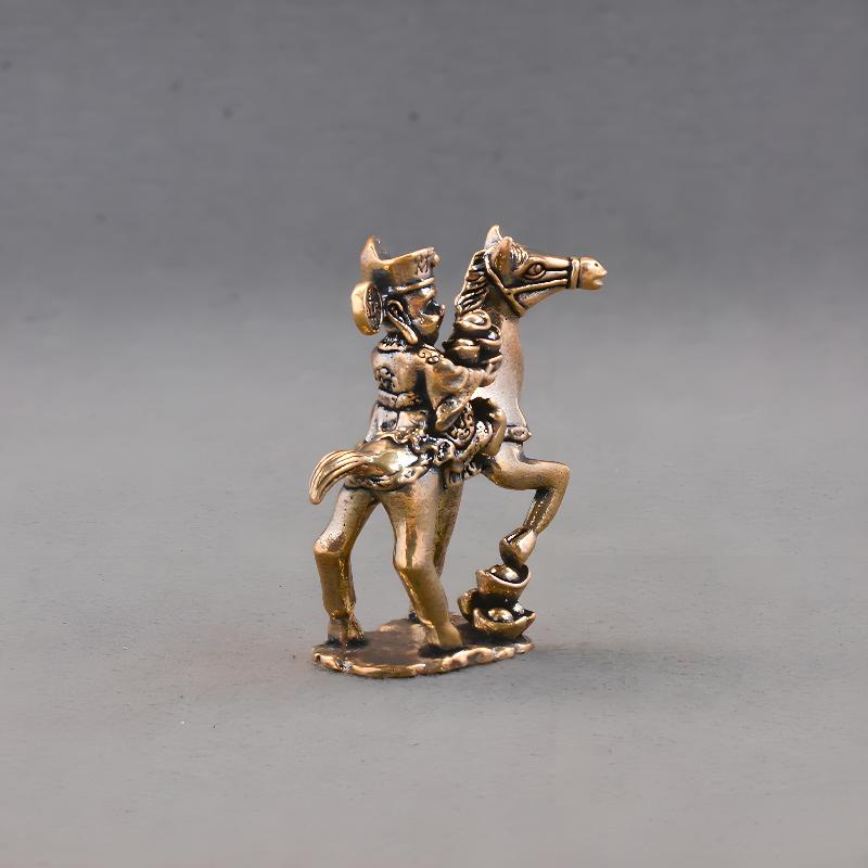 Brass The God Of Wealth Riding Horse Home Decor Miniature Figurine Lucky Zodiac Animal Ornament Statues