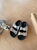 Cowhide version~ Height increase 3.5cm lazy round head double buckle with beach wear cool slippers women