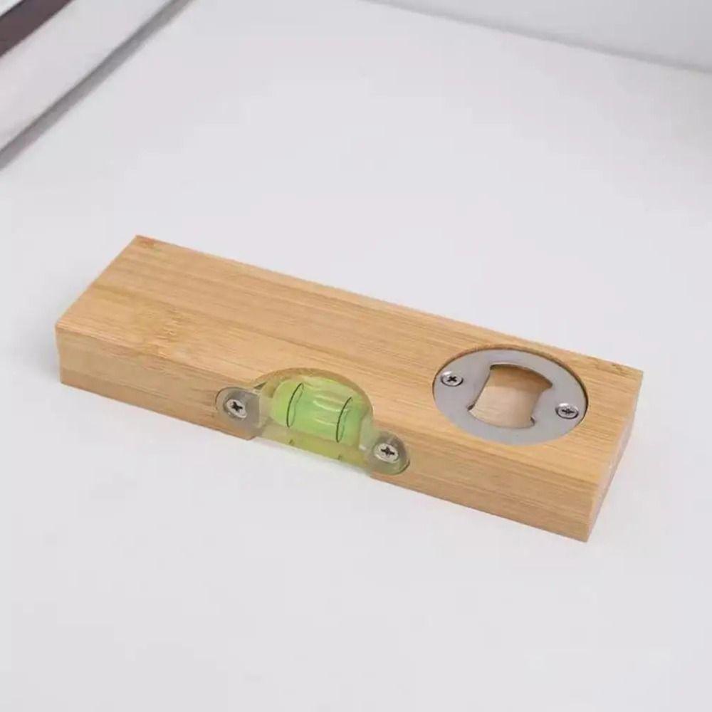 2pcs Portable Wooden Bottle Opener Practical Leveler with Opener  Bar Tools