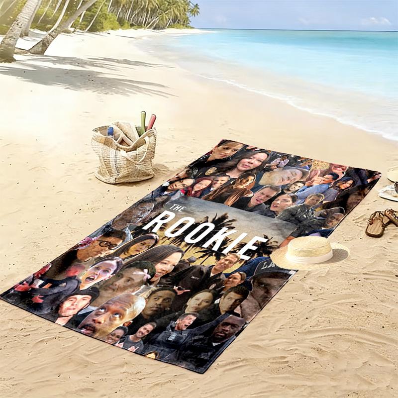 THE ROOKIE Print Beach Towel, Large Soft Quick Dry Towel for Beach Camping Swimming