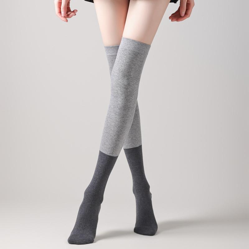 Thigh High Socks Stockings Women Color Matching Cotton Knitted Knee High Socks School Girls Long Socks Thigh High Stockings