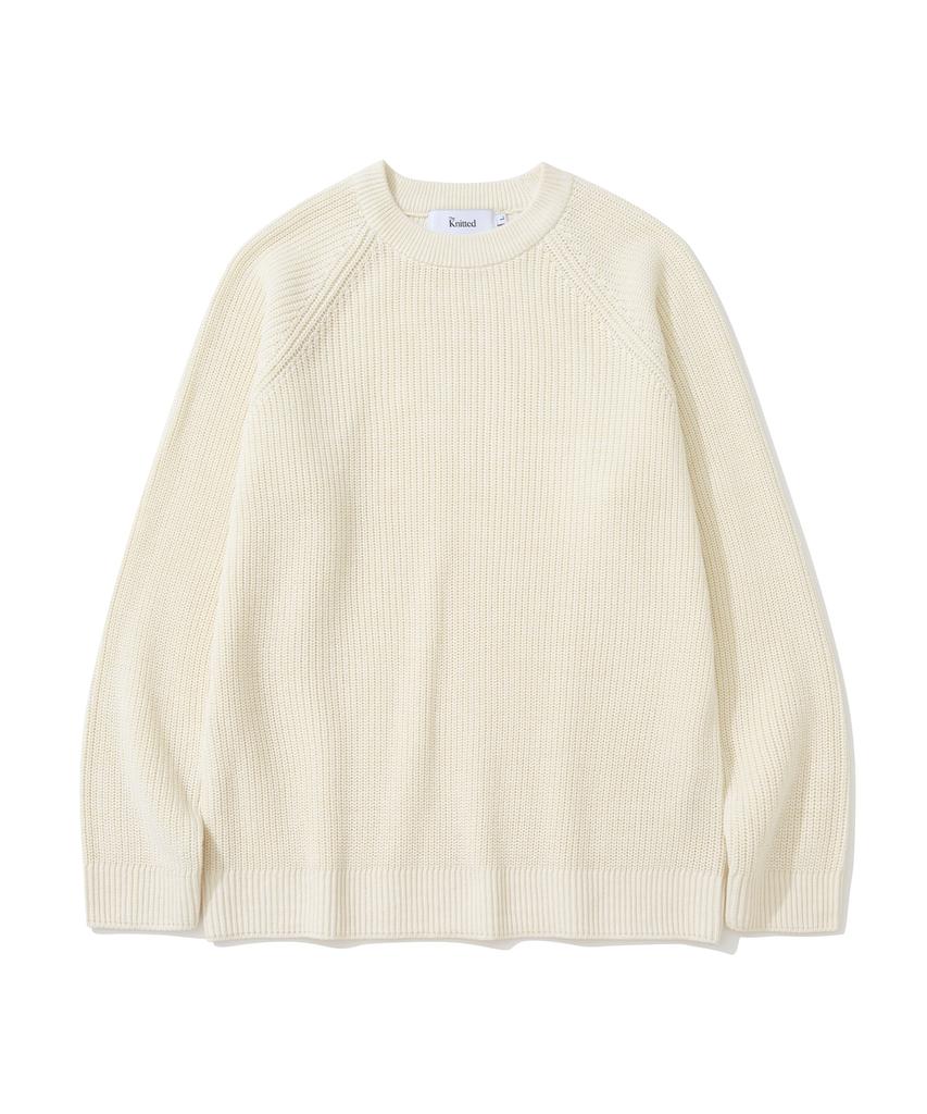 KNITTED [Nitied X Fashion Planet] Cotton Waffle Round Knit Cream
