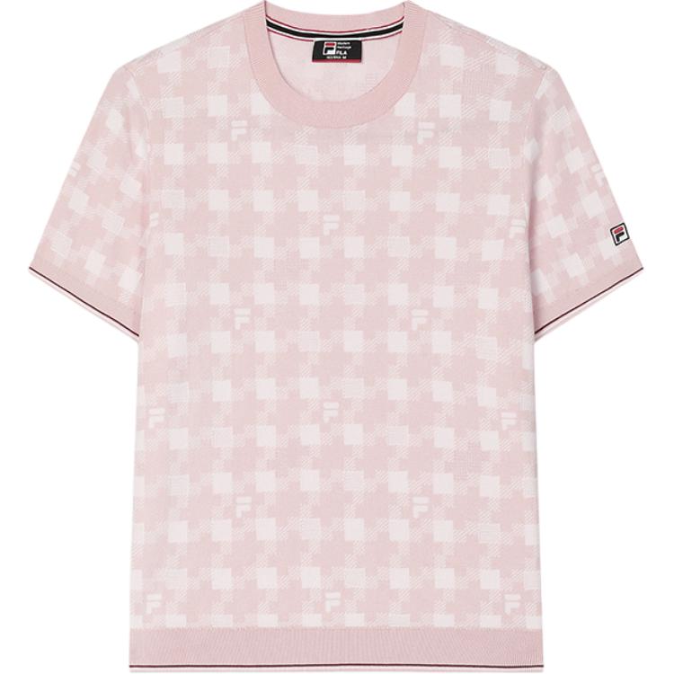 

Женская футболка с круглым вырезом и короткими рукавами с принтом «гусиная лапка» FILA Топы Малиново-розовый F11W431402F-LP S