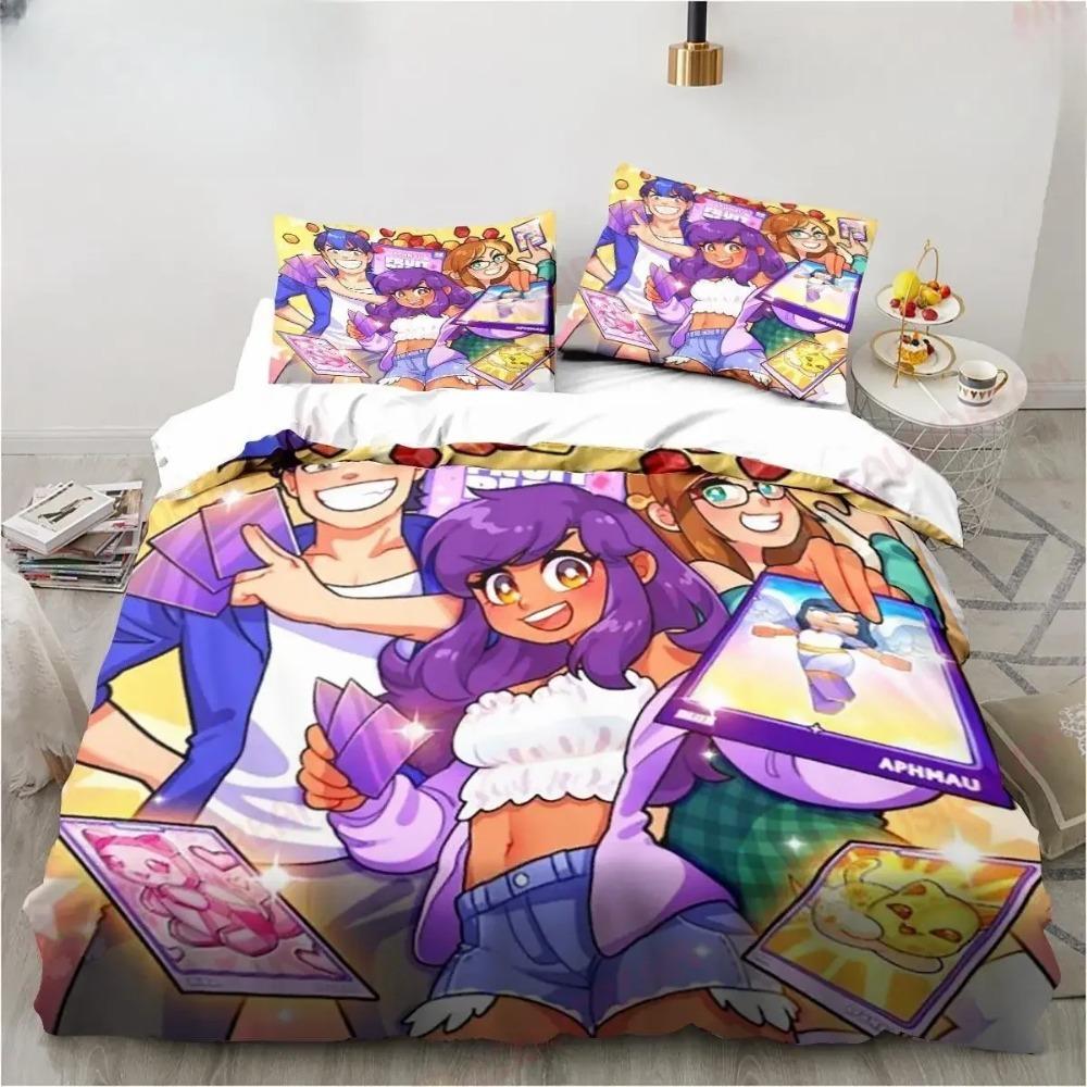 Cartoon Game Duvet Cover Children's Birthday Gift with Zip Room Decor for Teenagers Adulte  Microfibre 3-Piece Duvet Cover