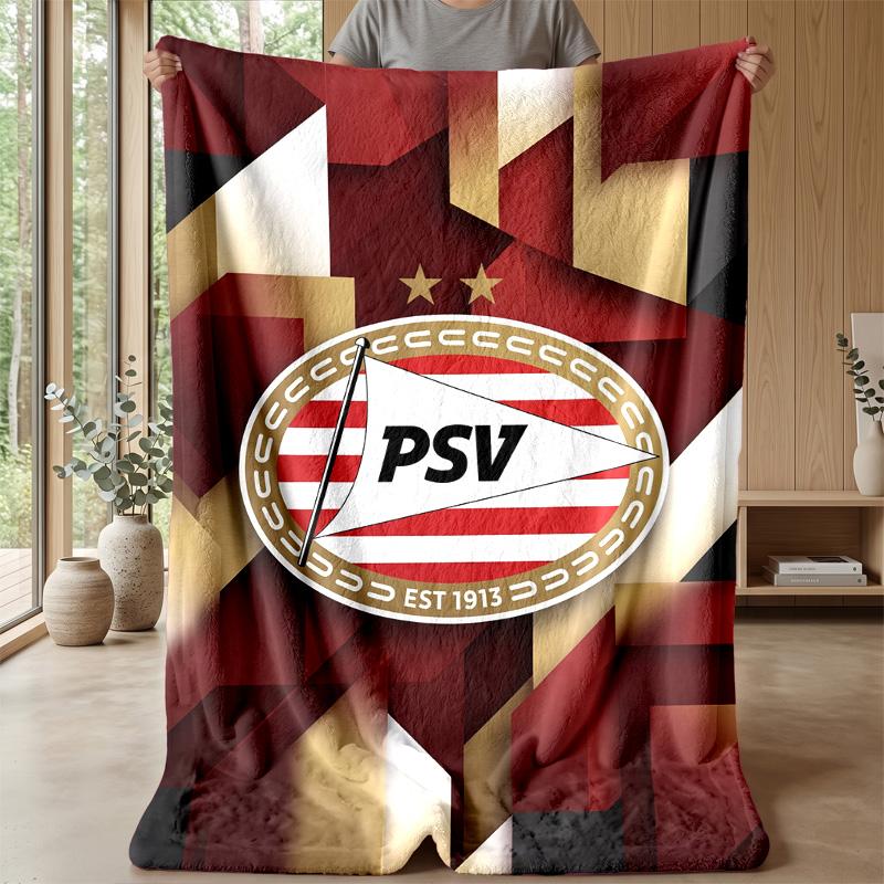 PSV Eindhoven FC Coperta Morbida in Pile di Flanella Leggera Accogliente Calda Coperta da Divano Letto Decorazione per la Casa