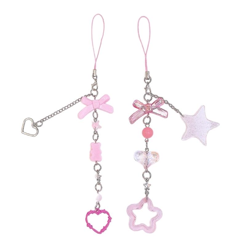 Bowknot Phone Chain Pink Phone Charm Bowknot Bag Accessory Bag Ornament Phone Pendant Acrylic Material for Phone Bag