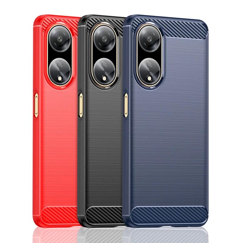 Flexibilní TPU pouzdro pro OPPO A79 A38 A18 A58 A98 A78 A77 A57S 17K 5G 4G kryt s texturou z uhlíkových vláken, ochranný plášť, funda capa