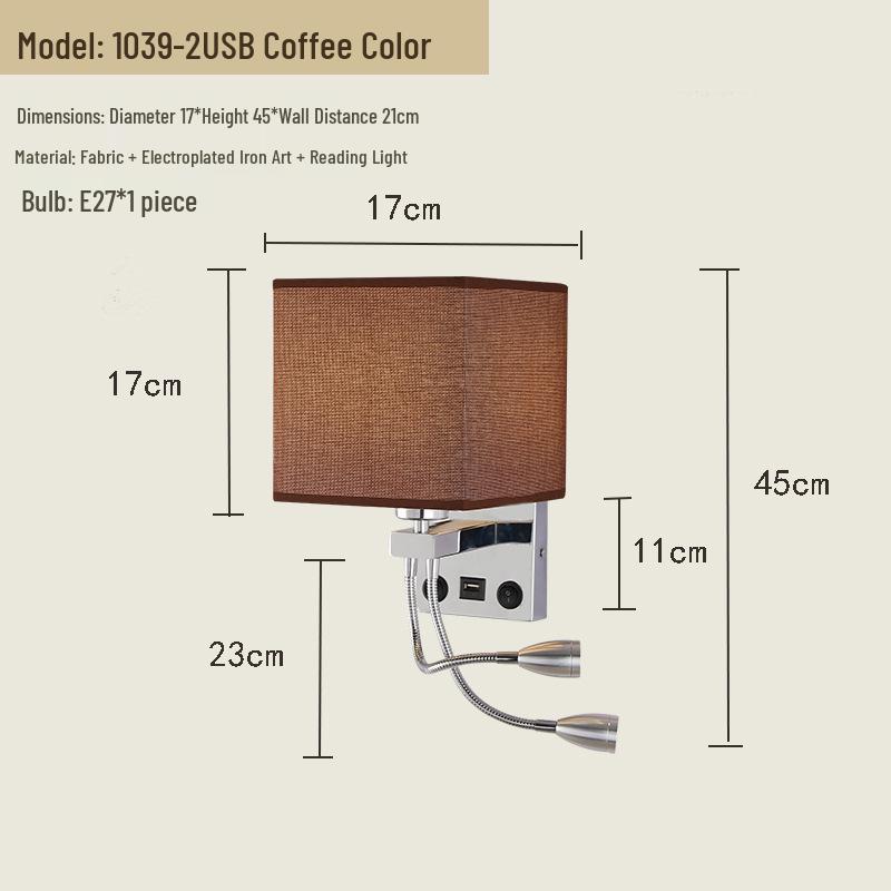 USB Charging European Style LED Wall Lamp for Indoor Use - Ideal for Hotels and Bedrooms