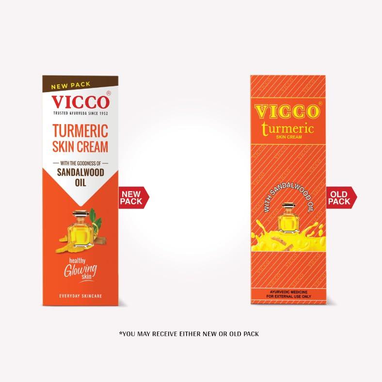Vicco Turmeric Skin Cream With Sandalwood Oil For Glowing Healthy Skin 100% Natural Ayurvedic Moisturizer For All Skin Types Pack Of 3 15g Each