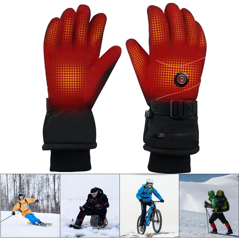 DC Plug in Heating Thermal Gloves Heated Gloves Windproof Heated Gloves Touch Screen for Cycling Running Driving Hiking Walking