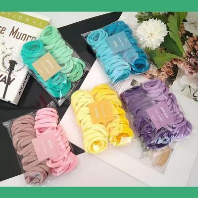 50-Pack Korean Style Seamless Colorblock Hair Ties & Ponytail Holders