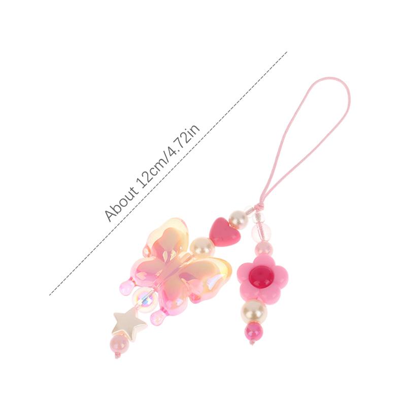 Clear Bead White Star Moon Cloud Cute Phone Charm Strap Keychain Cellphone Flower Lanyard Bag Earphone Camera Pendant