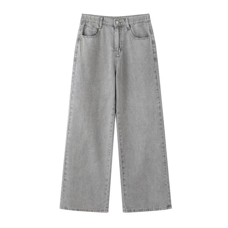

Autumn 2025 Gray High Waist Straight Leg Jeans - Versatile and Fashionable Small серый