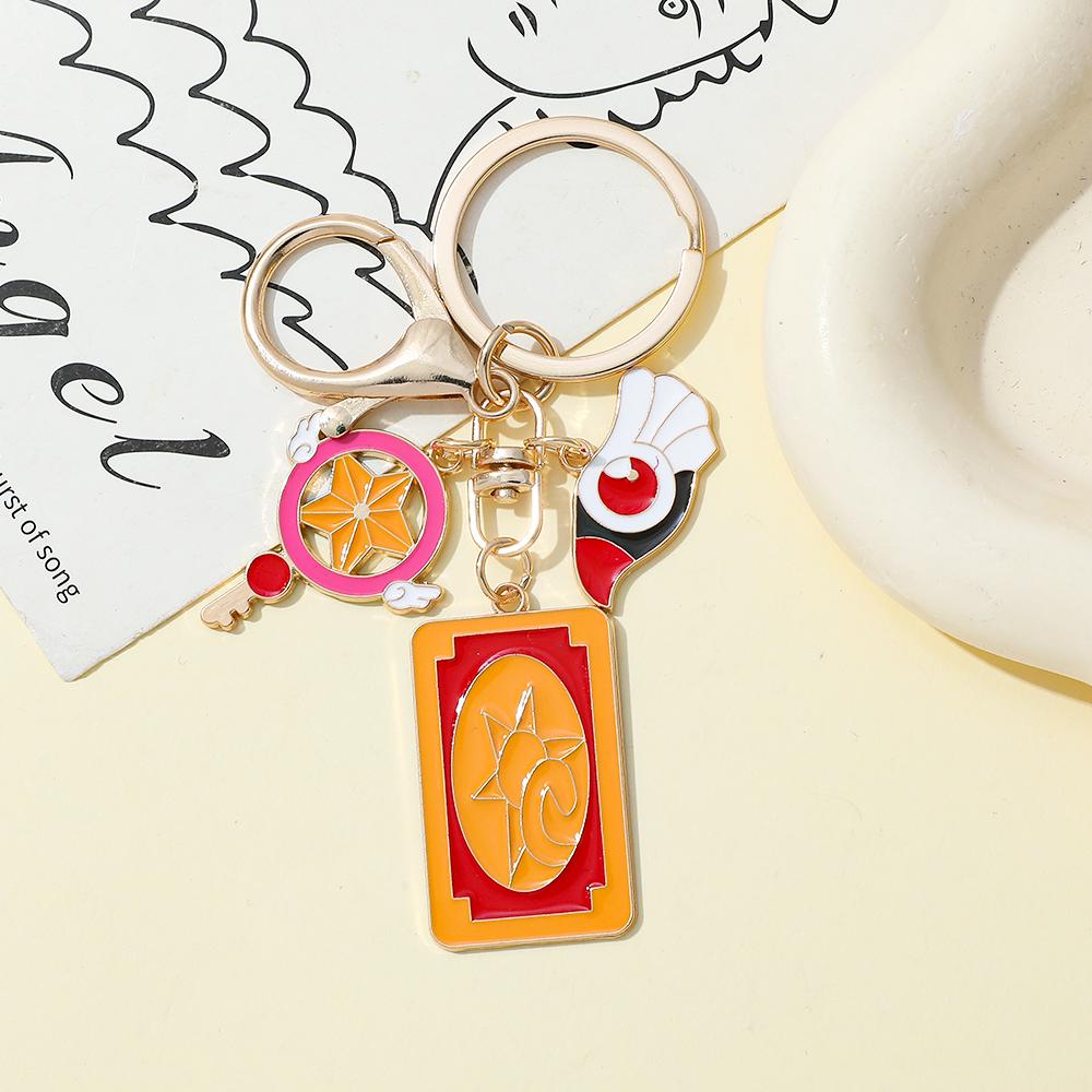 Toy Card Unisex Kawaii Cartoon Animation Cardcaptor Magical Card Sakura Charm Keychain Creative Cute Key Chain For Backpack Accessory Gifts