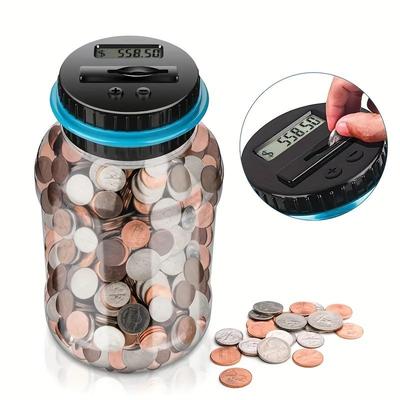 High Quality 800+coin Capacity Digital Counting Currency Jar - Powered by 2AAA Battery (not Included) -Fits All EU Coins