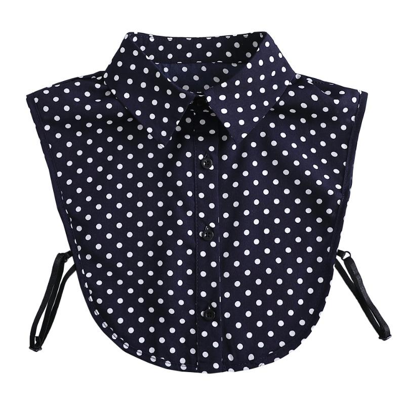 Cotton Front Tie for Women Polka Dots Fake Collar Lapel Detachable Collar Shirt Stand Detachable Female False Collar Decor