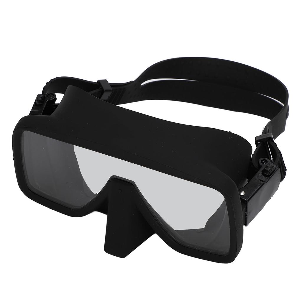 Diving Goggles Black Silicone Tempered Glass ABS HD Leak Proof Powerful Sealing Shatterproof Snorkeling Goggles for