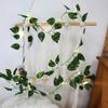 Battery Operated Green Leaf String Lights Artificial Leaf Plants Garland Lamp  Weeding