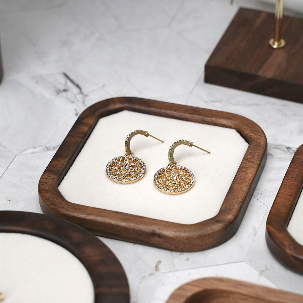 Exquisites Holzringtablett Geometrie Ring Ohrringhalter Mehrzweck Ohrring-Präsentationstablett Geschäft