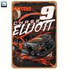 VintageInspired Metal Tin Sign  Chase Elliott 9 Racing Poster Wall Art   Retro Sports Car Design with Bold Typography P