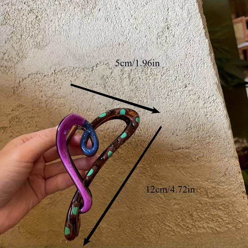 [1pc Hair Claw Clips] 1pc Elegant Heart-Shaped Hair Claw Clips, Simple Oil-Drip Color | Strong Grip Shark Clip for Women's Daily Wear, Comfortable