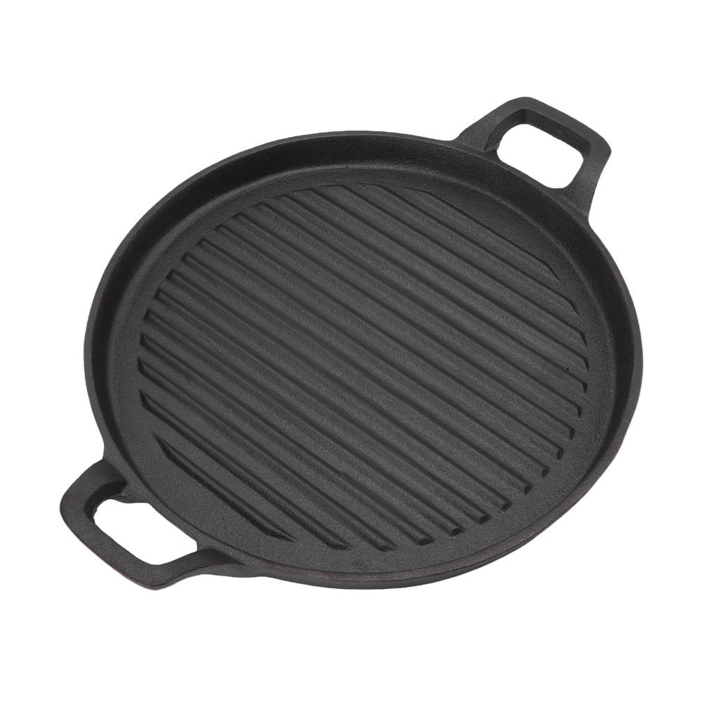 Ribbed Surface Grill Pan Round Flat Bottom Stovetop Griddle Practical Barbecue Pan  Barbecue Steak