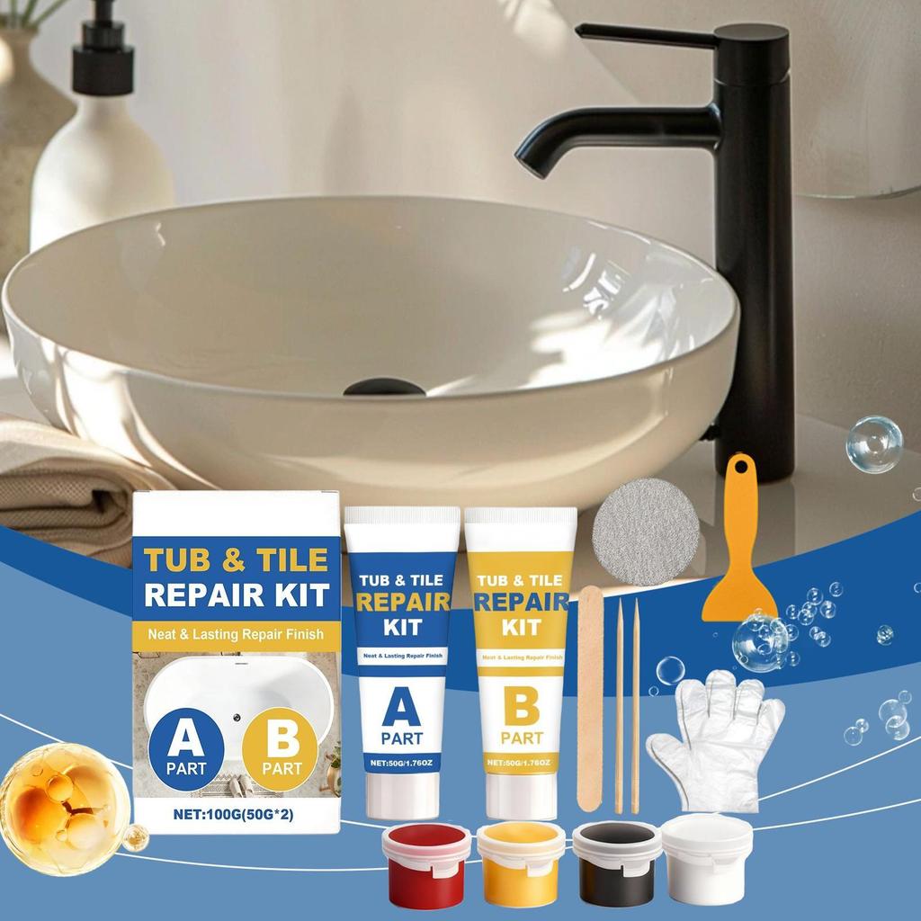 Waterproof Strong Adhesive Ceramic Tile Repair Kit for Bathtub Bathroom Kitchen Floor Toilet Shower Room Marble Caulk Cracked