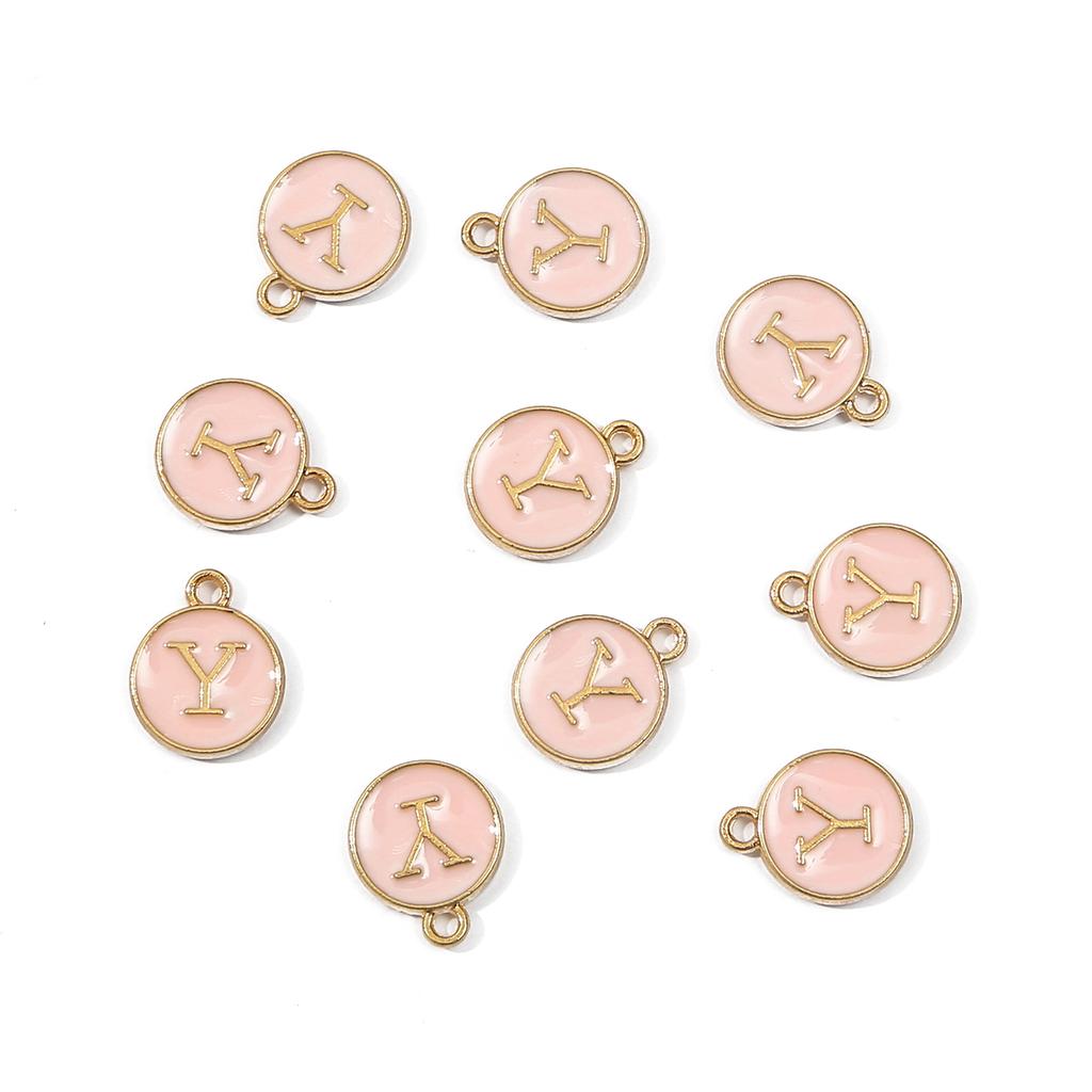 10Pcs Metal Enamel English Letters Charms Pendant For DIY Jewelry Making Necklace Bracelet Accessories