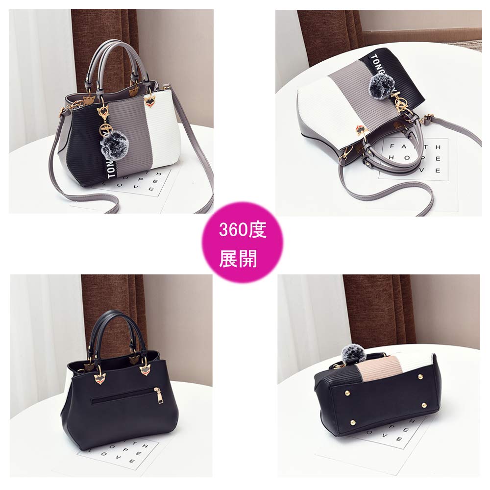 ZNYF Shoulder PU Leather Tote Large Gift [zhongningyifeng] Handbag, Women's Bag, Bag, Capacity, 2-way, Waterproof, (Gray)