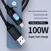 120W Colorful Luminous Charging Cable for Type-C Devices (Compatible with Huawei, Xiaomi, and Apple)