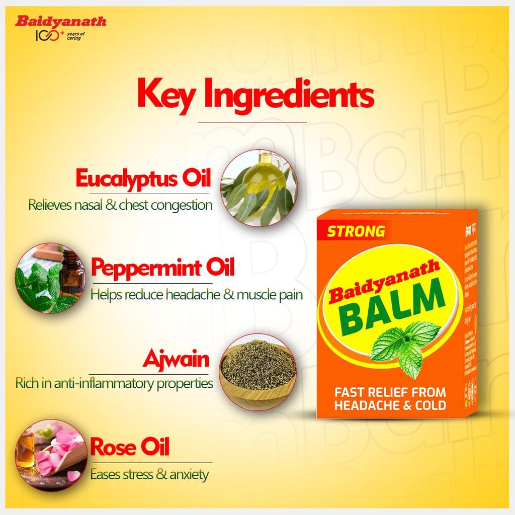 Baidyanath Balm 8ml Pack of 5 | Fast Absorbing Pain Relief for Headache, Bodyache, Cold, Muscle and Joint Care