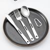 3Pcs/Set Outdoor Camping Western Food Cutlery Set Picnic Stainless Steel Knife Fork Spoon Set Hiking Travel Portable Tableware