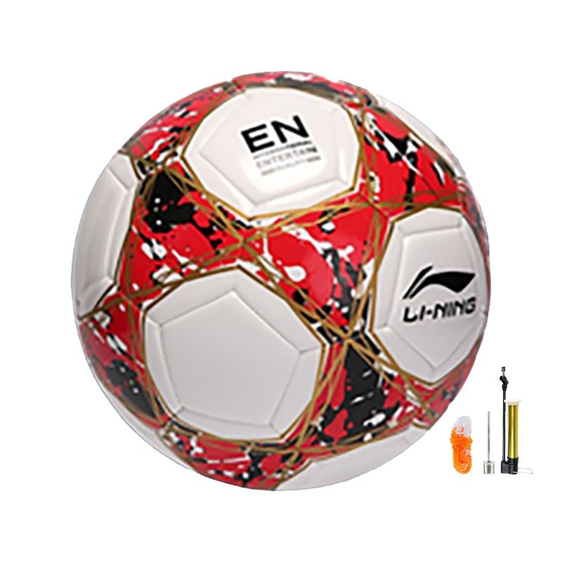 Li Ning Size 5 Soccer Ball TPU Machine Stitched Soccer Ball Unisex Red Black White LFQK671-G2 Size 5 Ball