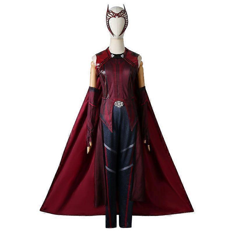 Kostým Scarlet Witch Cosplay Kompletní sada WandaVision Halloween Cosplay Saténové šaty pro hraní rolí