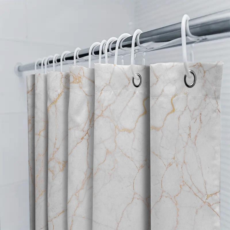 Marble Shower Curtain Waterproof Vintage Grey Stone Pattern Bathroom Decor Fabric Liner Backdrop Washable Modern Home Textile