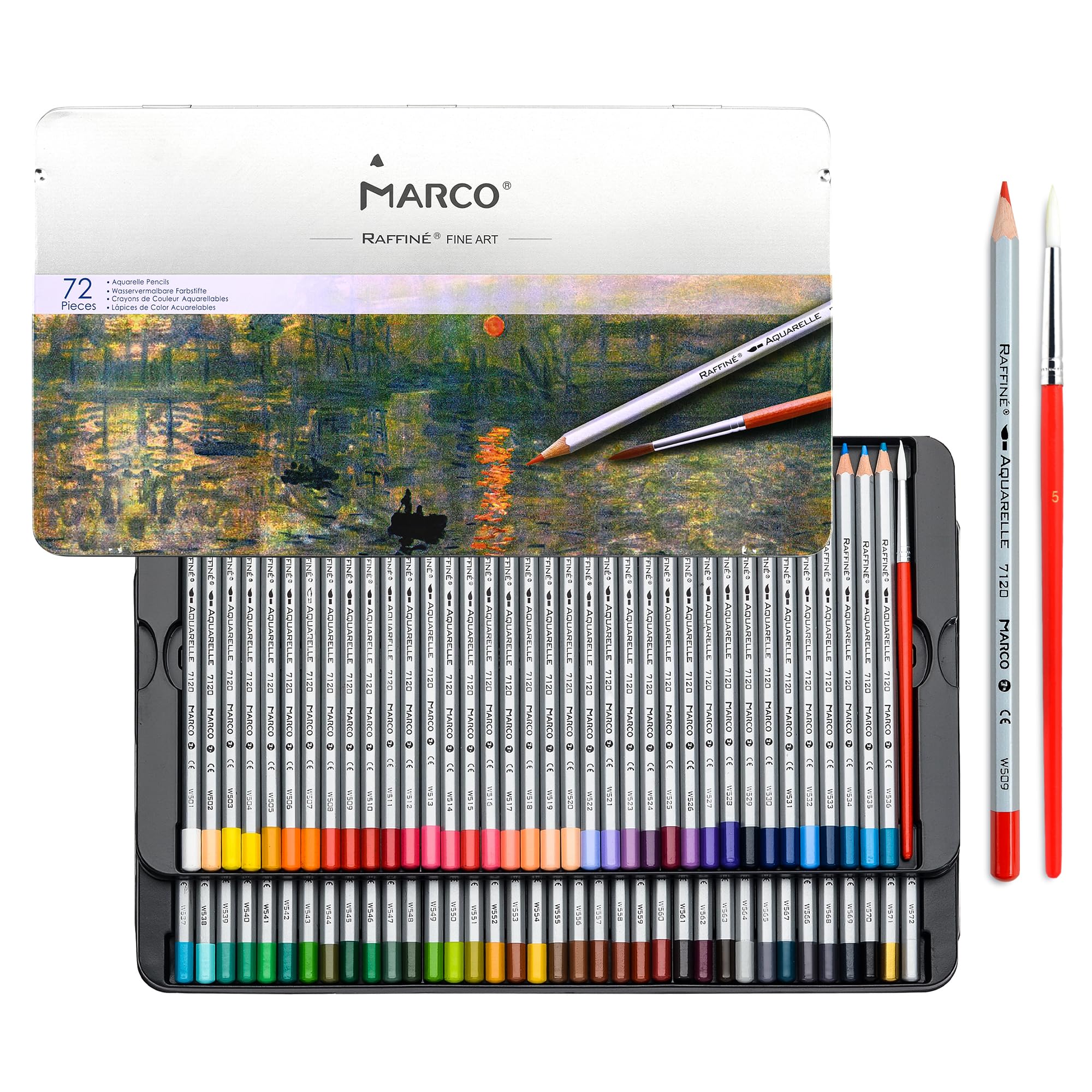 

Marco Watercolor Colored 72 Sketch Adult Coloring Book Professional Colored Pencils for Hexagonal Includes Iron Art Student 7120 Colors Pencils,