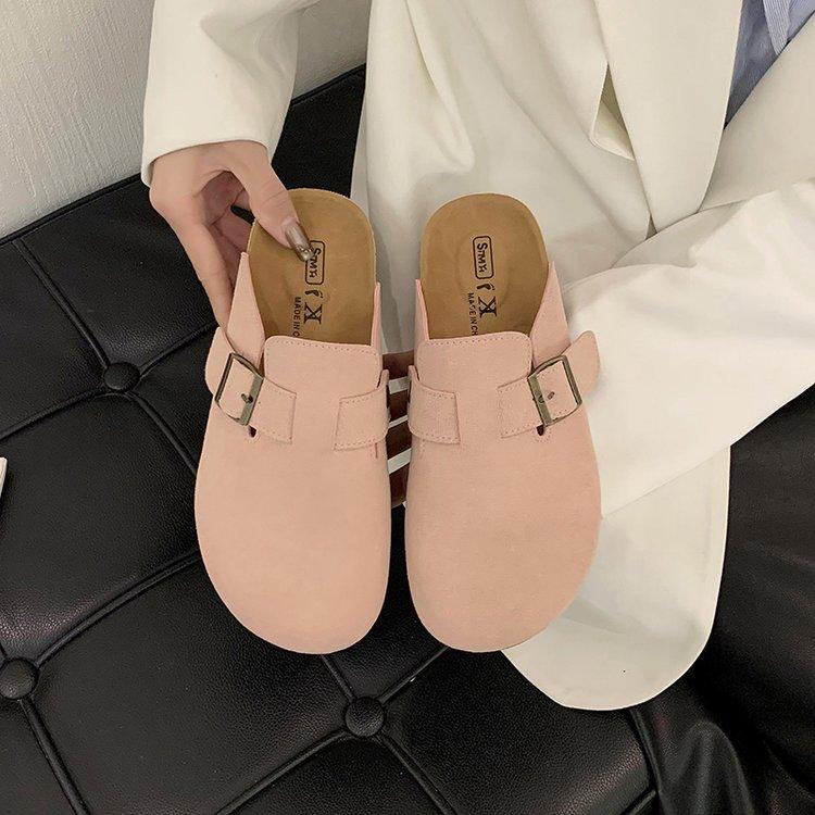 thick-soled fishing shoes, half-towed autumn models, one pedal, soft-soled non-slip retro women's shoes, bag head towing, trendy outside
