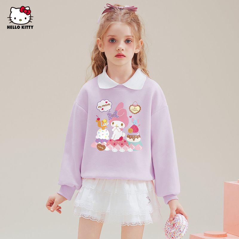 Melody Joint-Name Girl False Two-Piece Sweaters Spring and Autumn Fashionable Kids Spring Clothing Top Western Style Girl Clothes